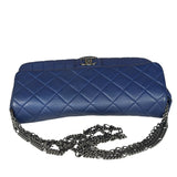 Chanel Blue Metallic Calf-Skin Chain Flap Bag 2014