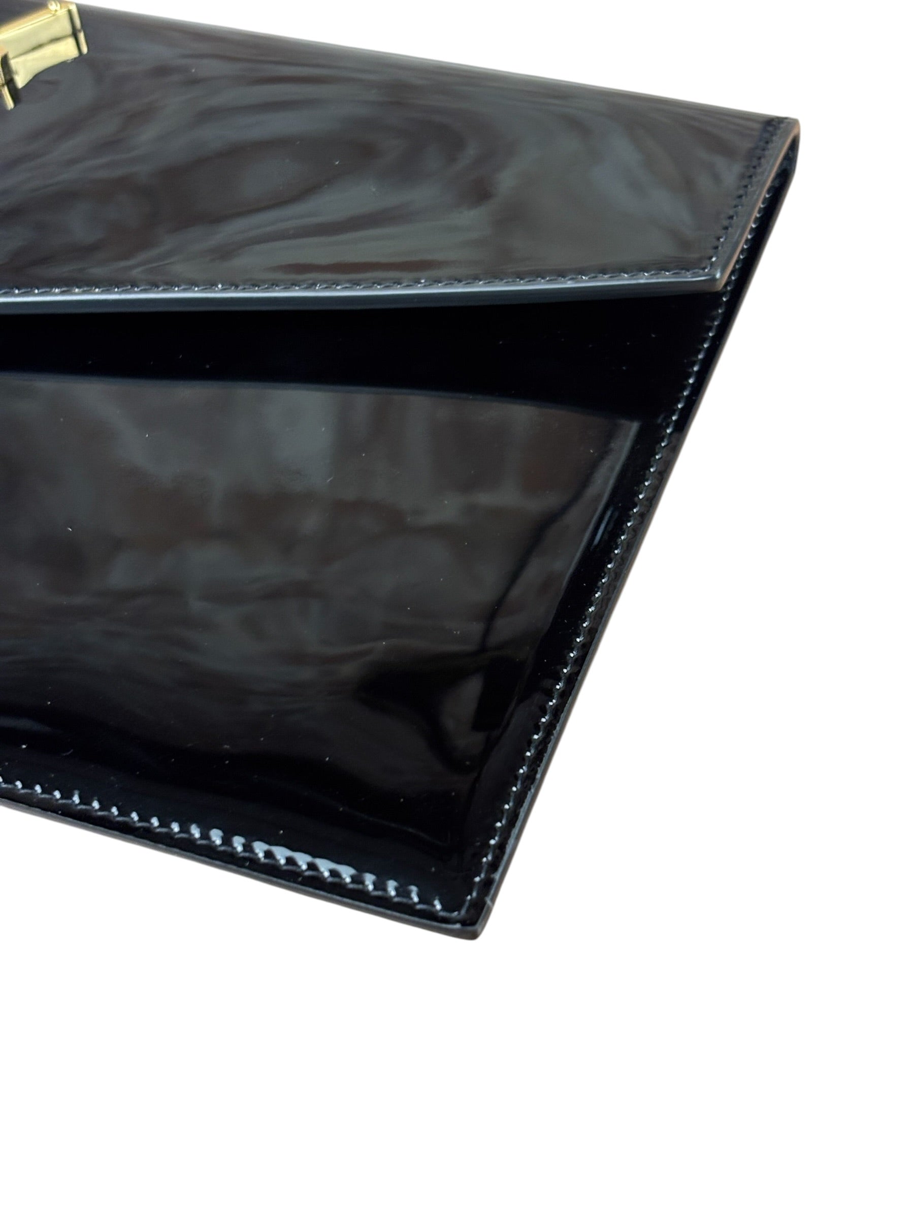 Yves Saint Laurent Black Patent Leather Uptown Pouch