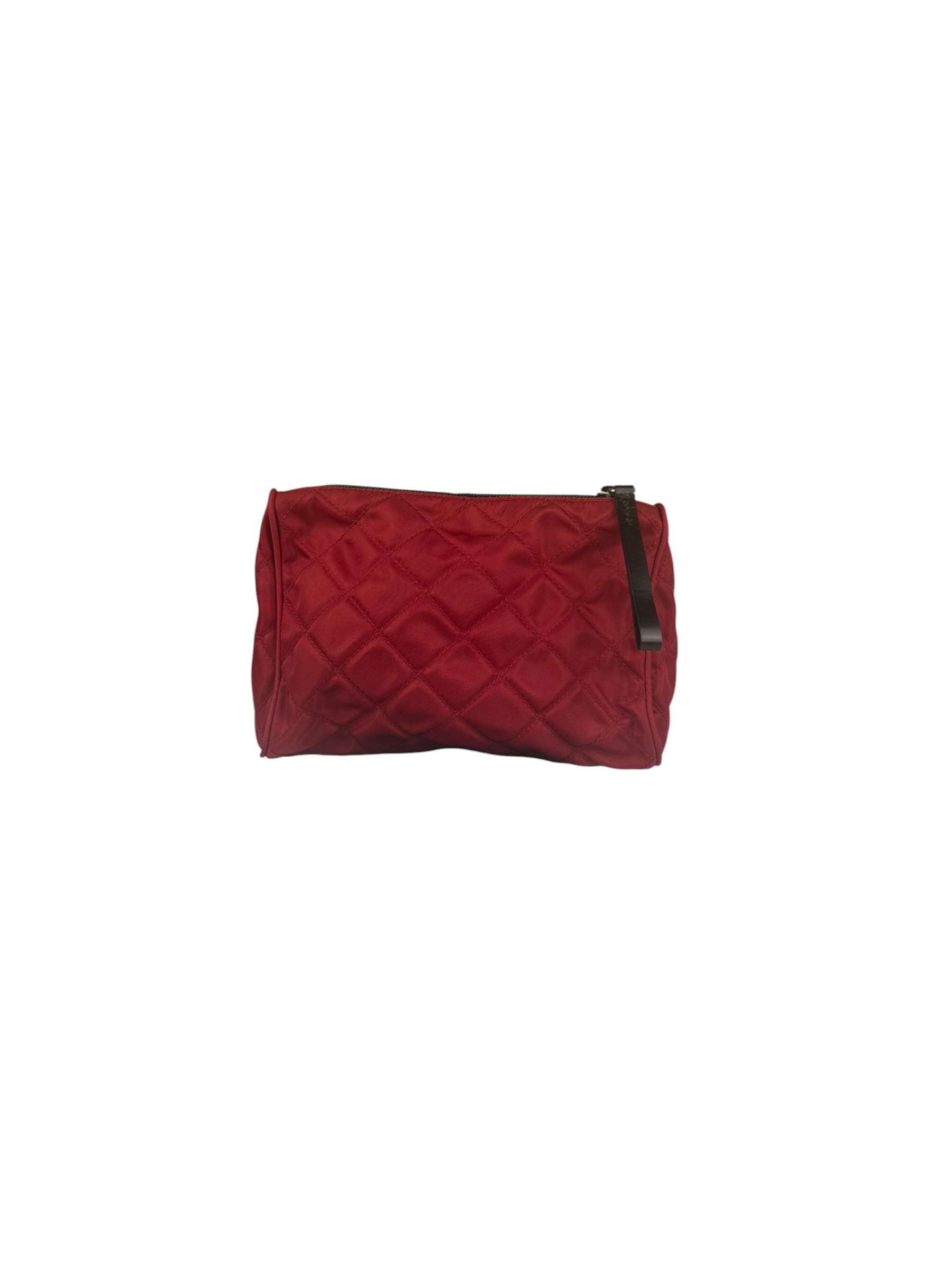 Prada Vintage Red Quilted Nylon Pouch MV599