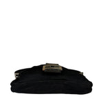 Fendi Black Leather Trim Baguette