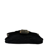 Fendi Black Leather Trim Baguette