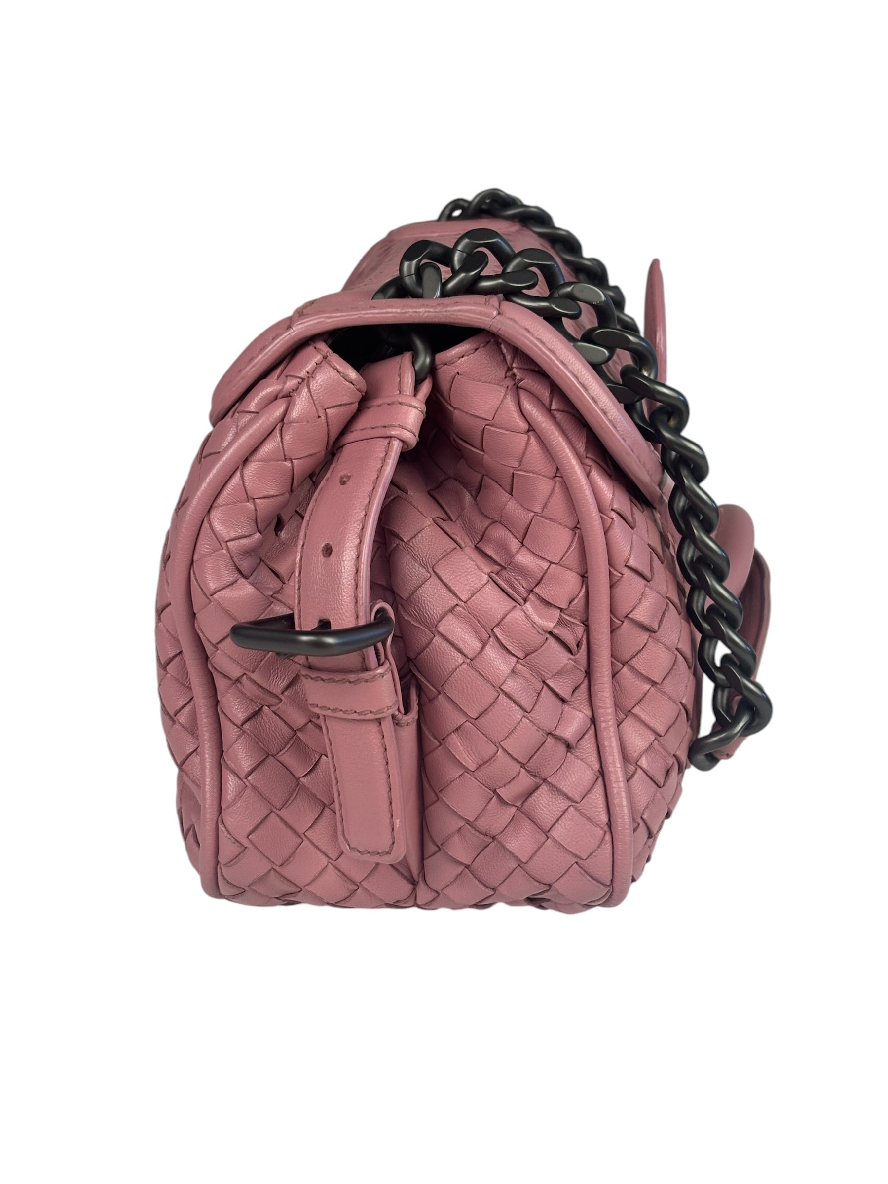 Bottega Veneta Purple Leather Rialto Intrecciato Shoulder Bag
