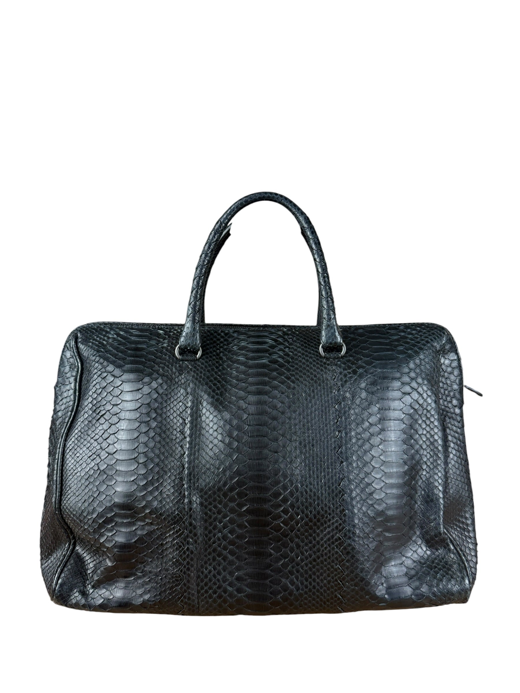 Bottega Veneta Black Snake Leather Brief Case