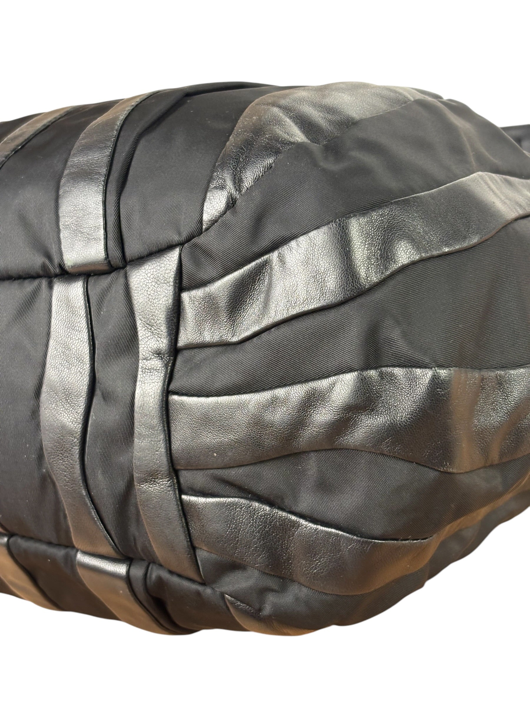 Prada Black Tessuto Nylon/Nappa Leather Waves Two-Way Bag