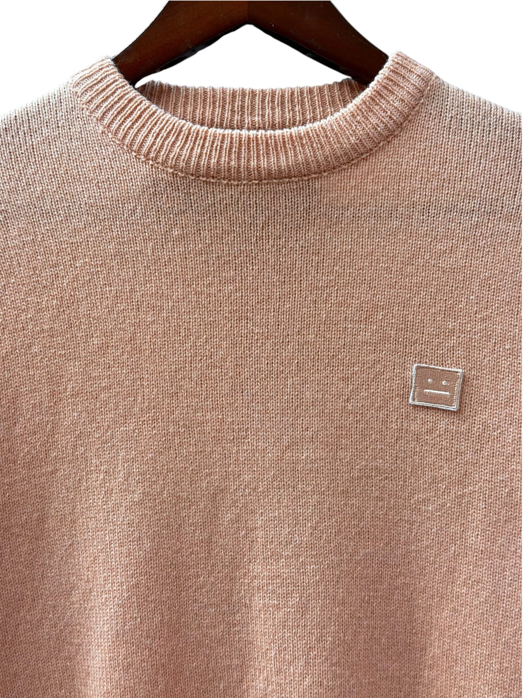 Acne Studios Peach Cashmere Blend Tonal Face Sweater