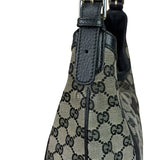 Gucci Black Leather Trim GG Supreme Hobo Bag