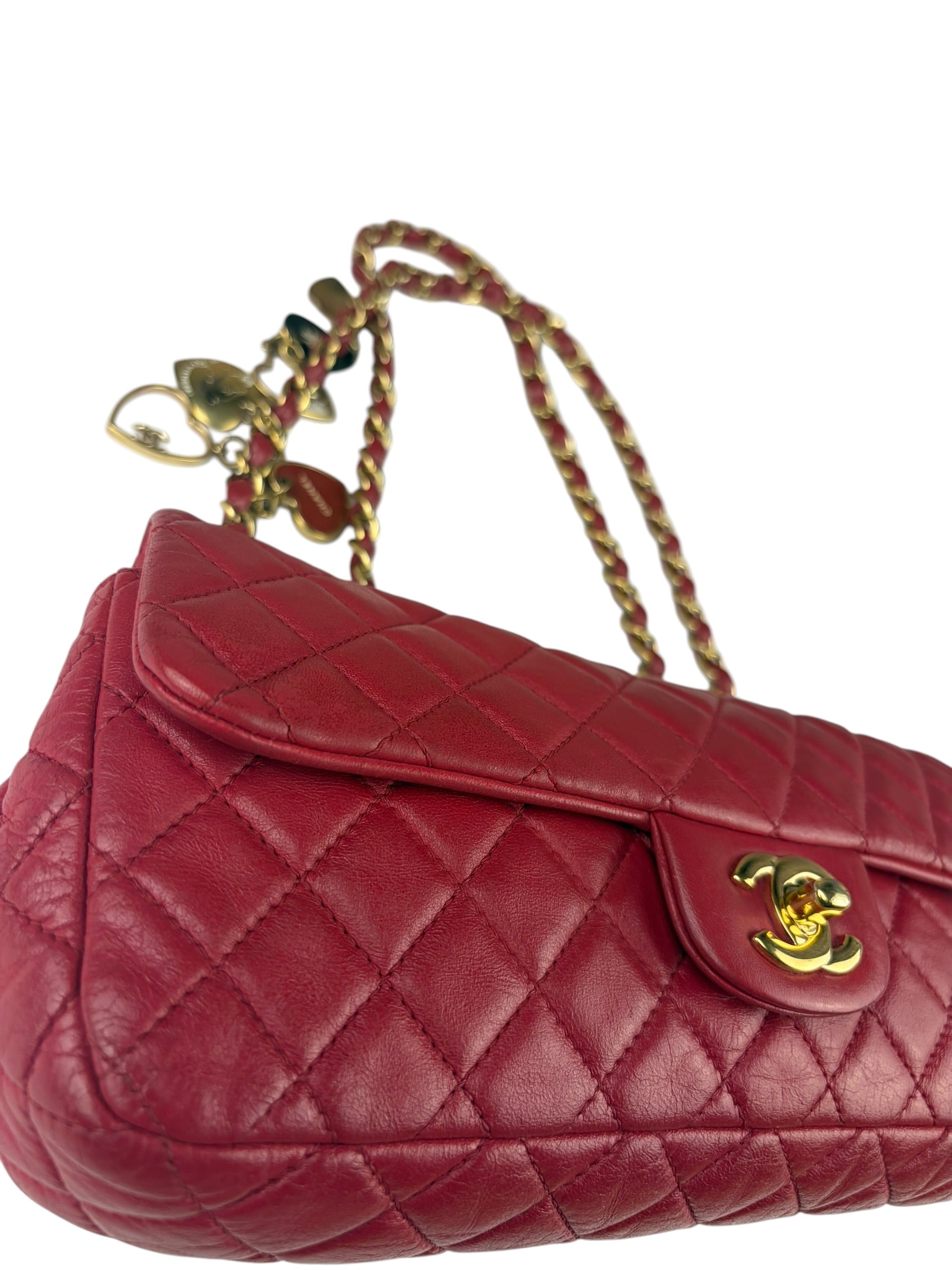 Chanel Red Quilted Leather Timeless Valentine Flap Bag 2009
