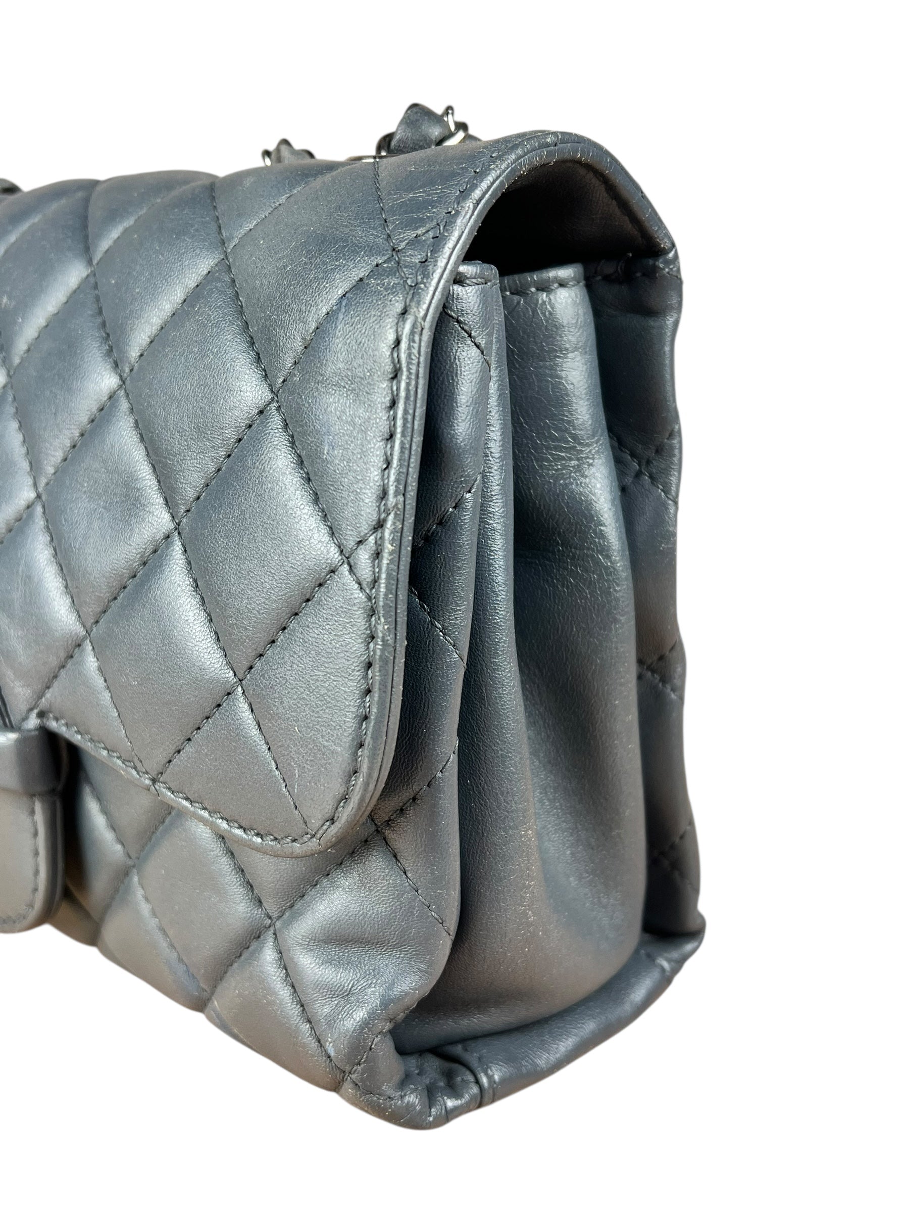 Chanel Dark Grey Quilted Leather Loop Flap Bag 2014