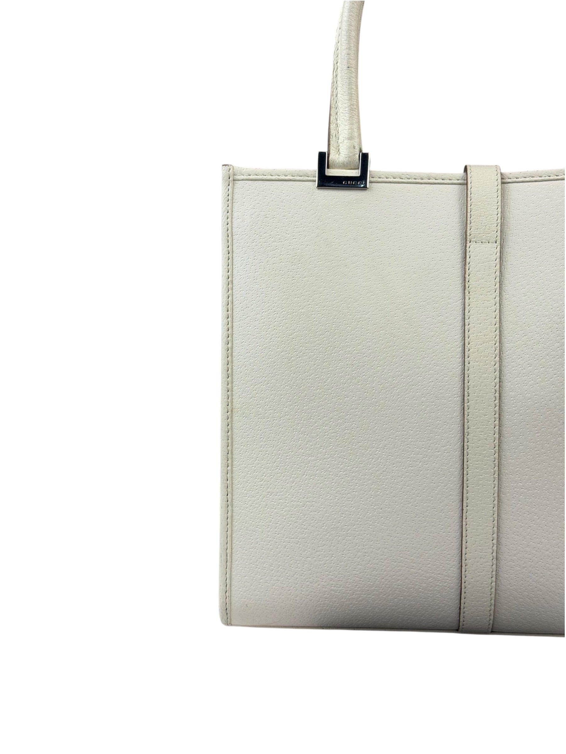 Gucci Off-White Leather Piston Lock Jackie Tote