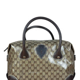 Gucci Vintage GG Coated Canvas Crystal Boston Handbag