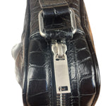 Saint Laurent Crocodile Embossed Leather Camera Bag Black
