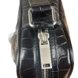 Saint Laurent Crocodile Embossed Leather Camera Bag Black