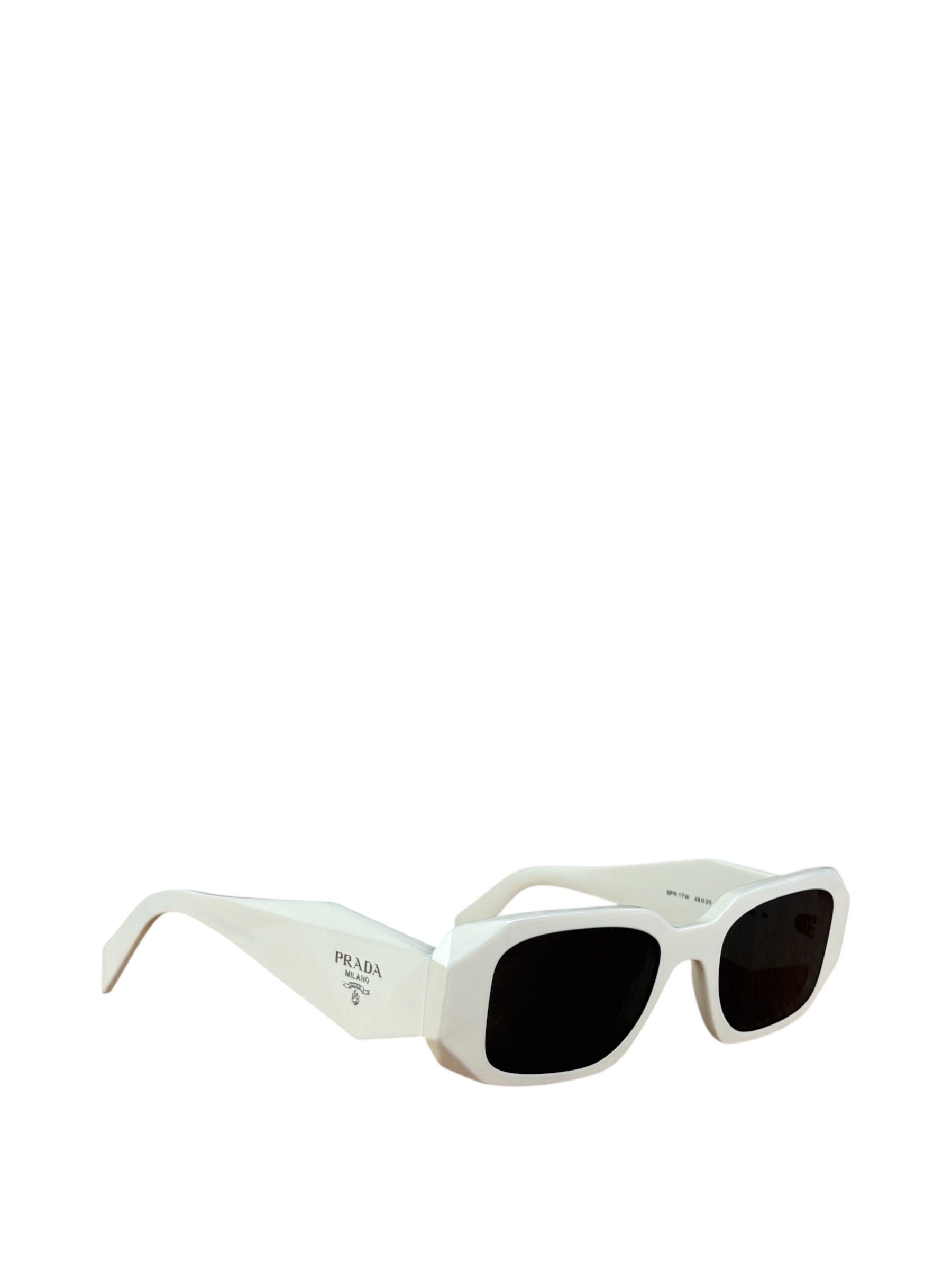 Prada White Symbole Rectangular Sunglasses