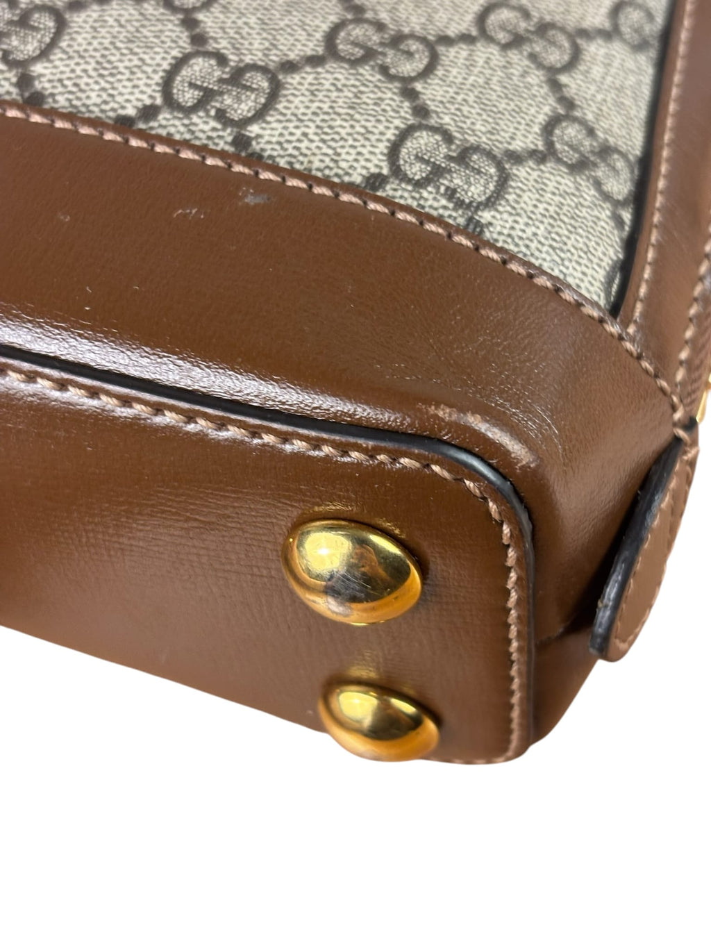 Gucci Brown Leather GG Horsebit Small Top Handle Bag 1955