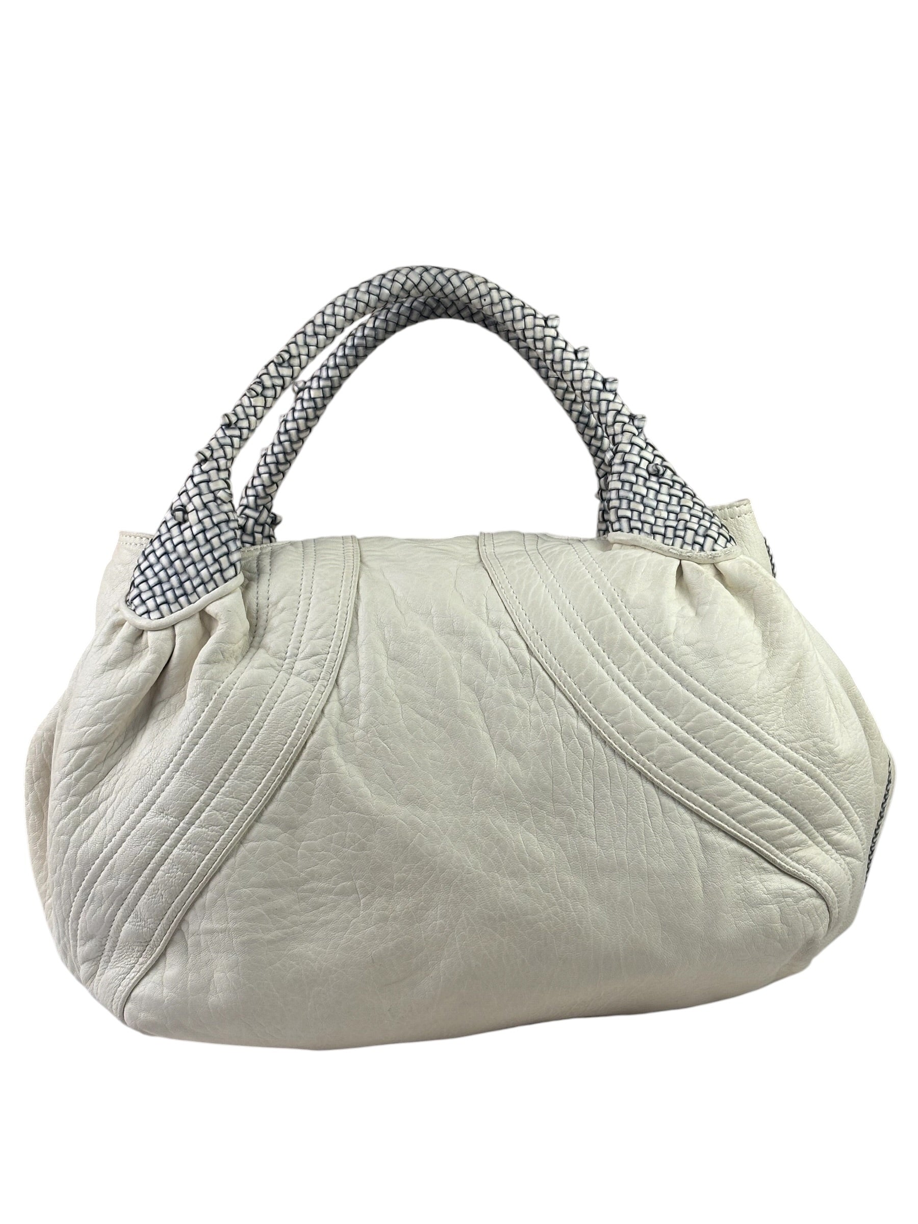 Fendi Vintage White Nappa Leather Spy Shoulder Bag