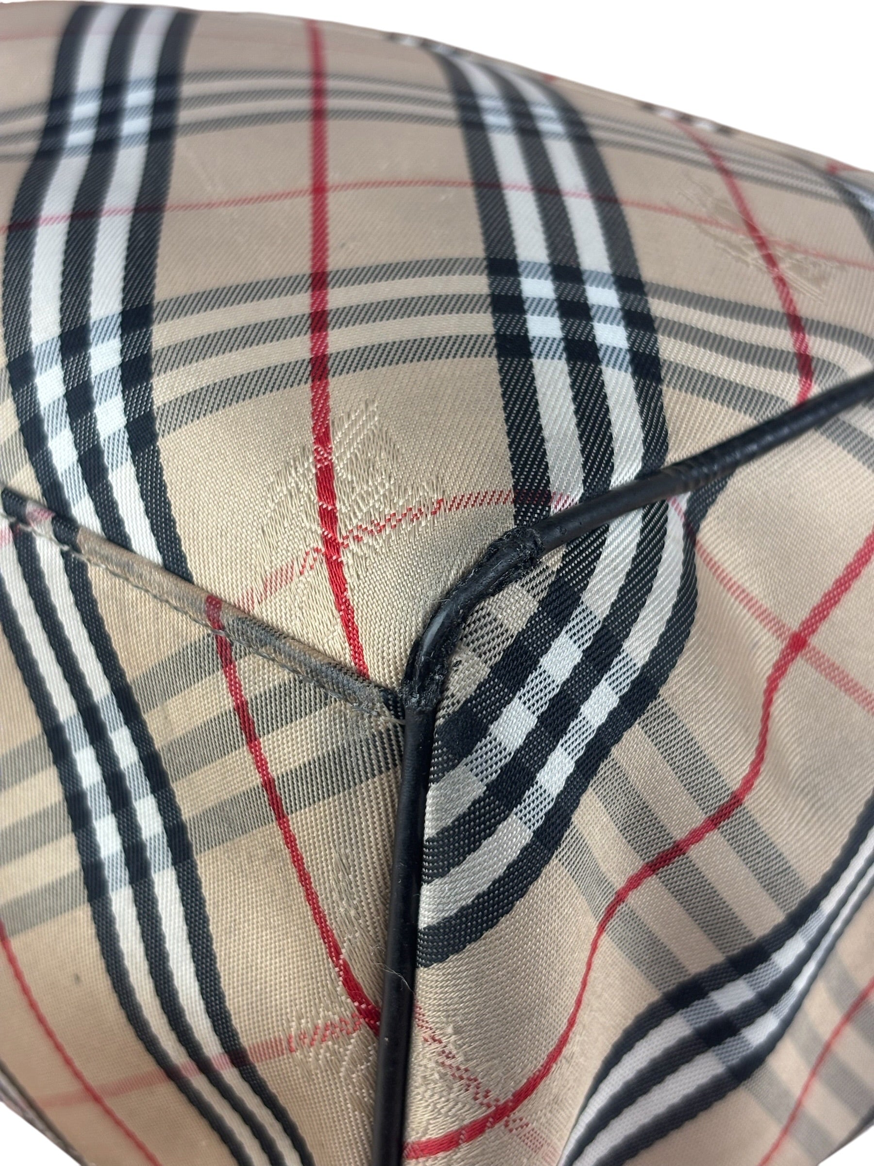 Burberry Vintage Blue Label Nova Check Multi-Pocket Nylon Tote Bag