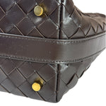 Bottega Veneta Brown Leather Intrecciato Mini Wallace Hobo Bag