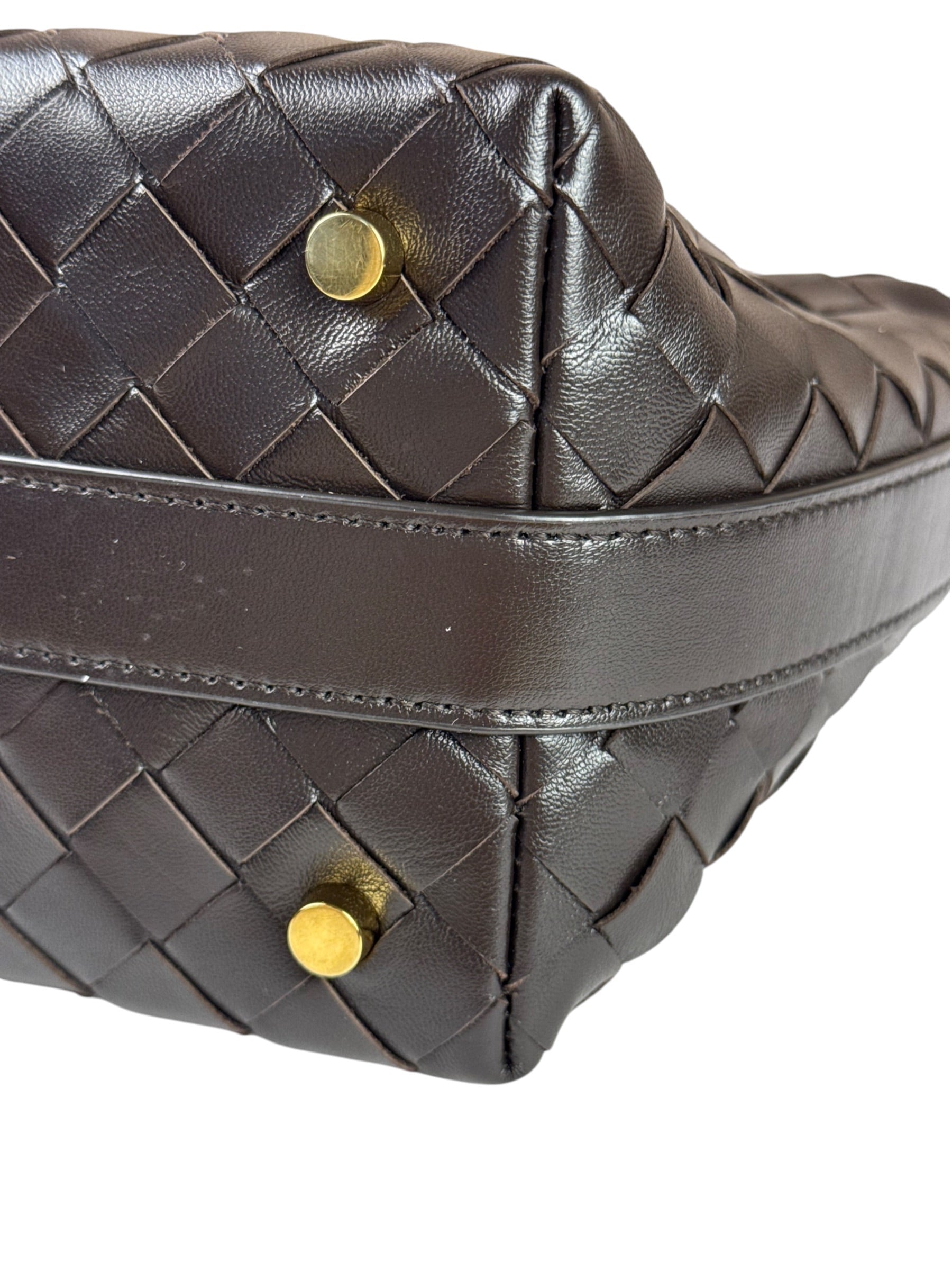 Bottega Veneta Brown Leather Intrecciato Mini Wallace Hobo Bag