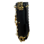 Gucci Small Pearl Studded Leather Padlock Crossbody Black