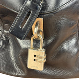 Prada Vintage Black Leather Vitello Drive Perforated Bowling Tote Bag