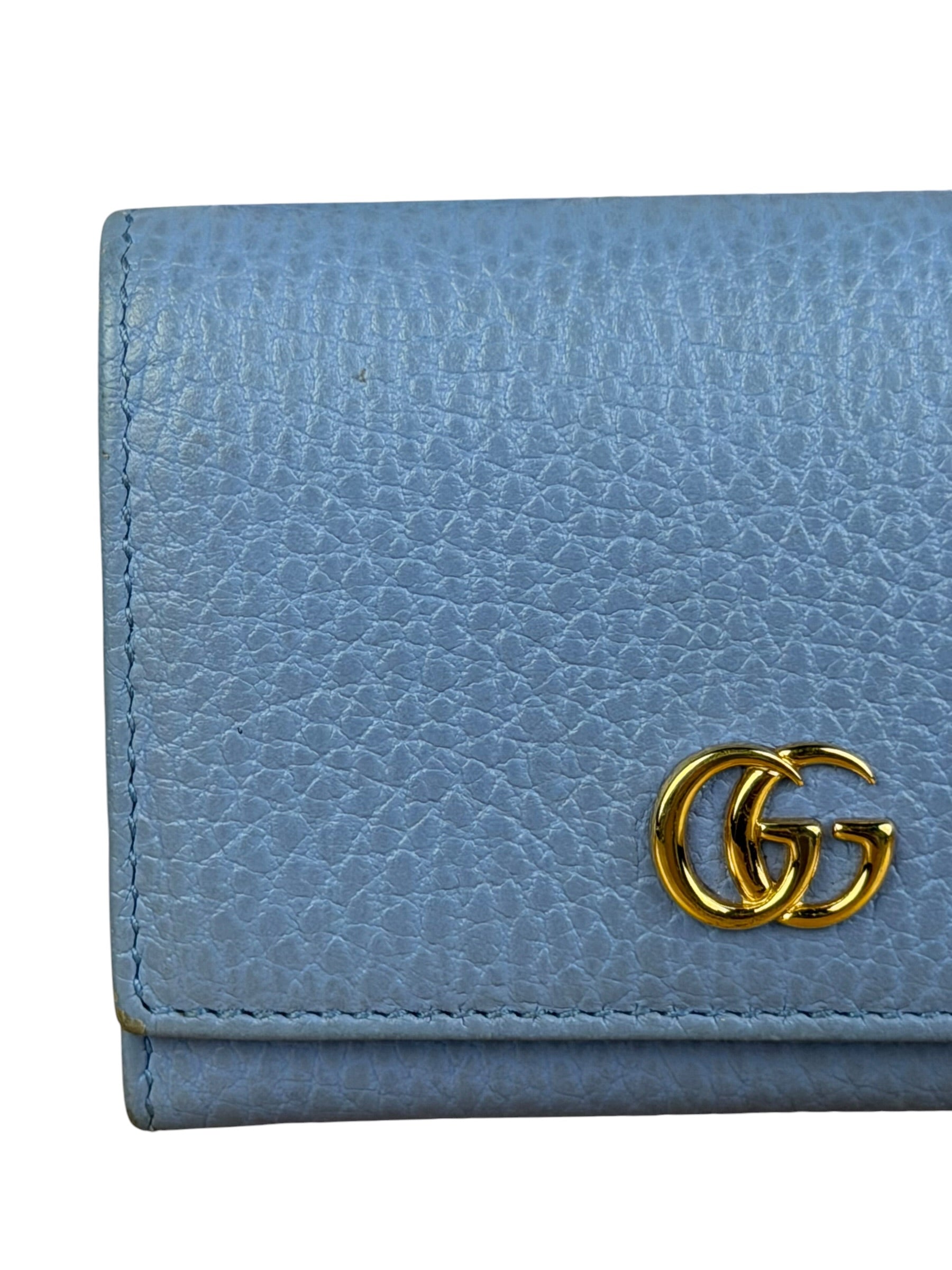 Gucci Blue Leather Marmont Card Case Wallet
