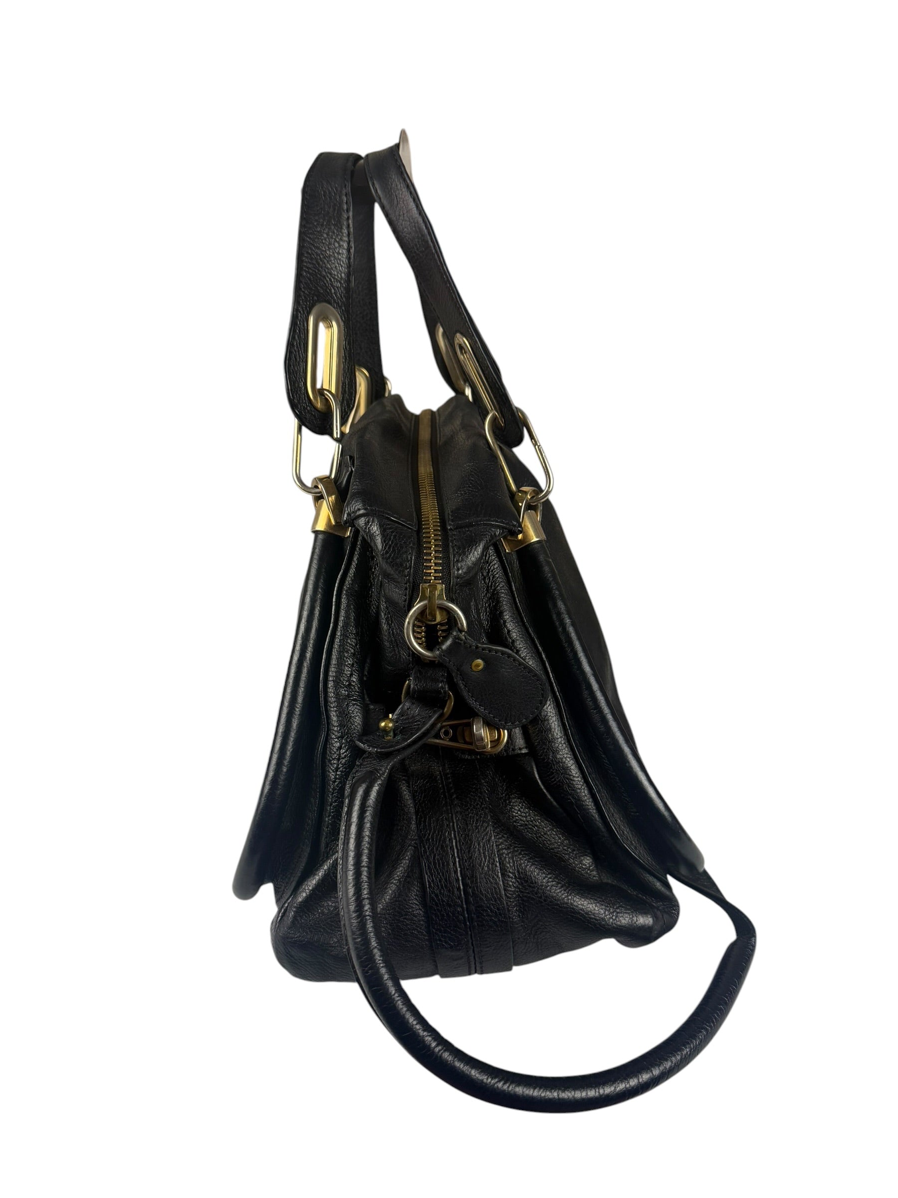 Chloe Black Leather Paraty Shoulder Bag