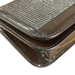 Burberry Vintage Brown Leather Ribbed patent Continental Clutch Wallet