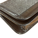 Burberry Vintage Brown Leather Ribbed patent Continental Clutch Wallet