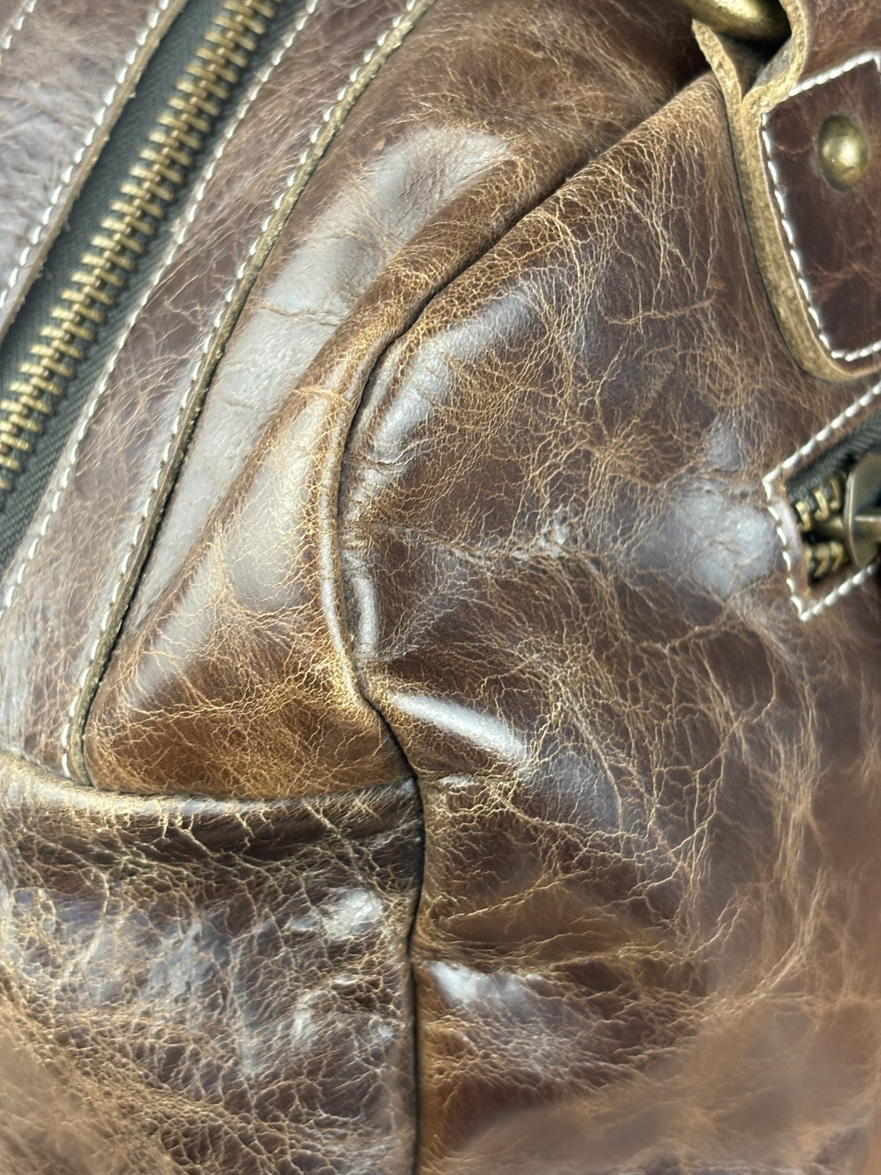 Balenciaga Vintage Brown Leather Moto Handbag