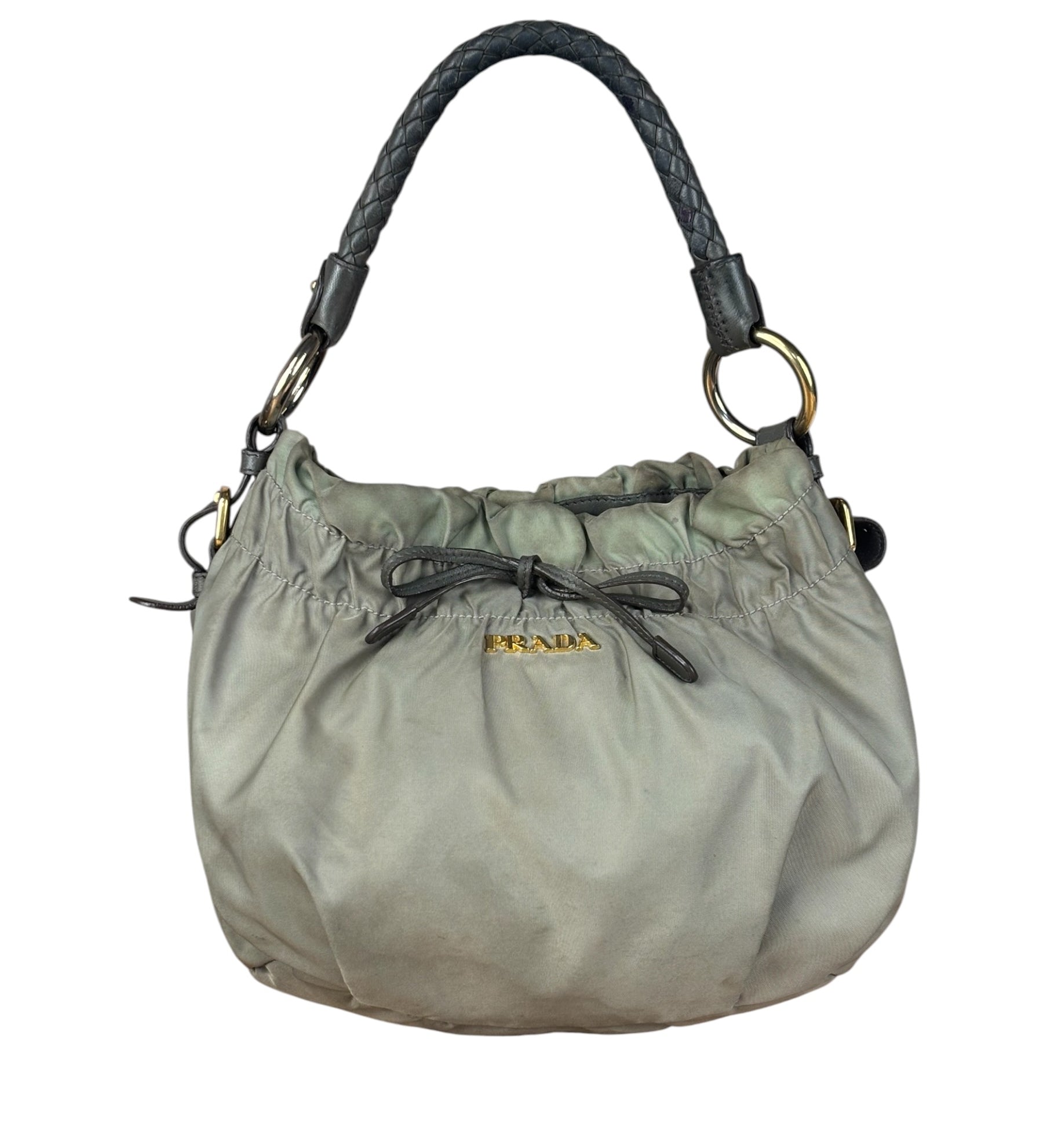 Prada Vintage Nylon Cinch Woven Handbag
