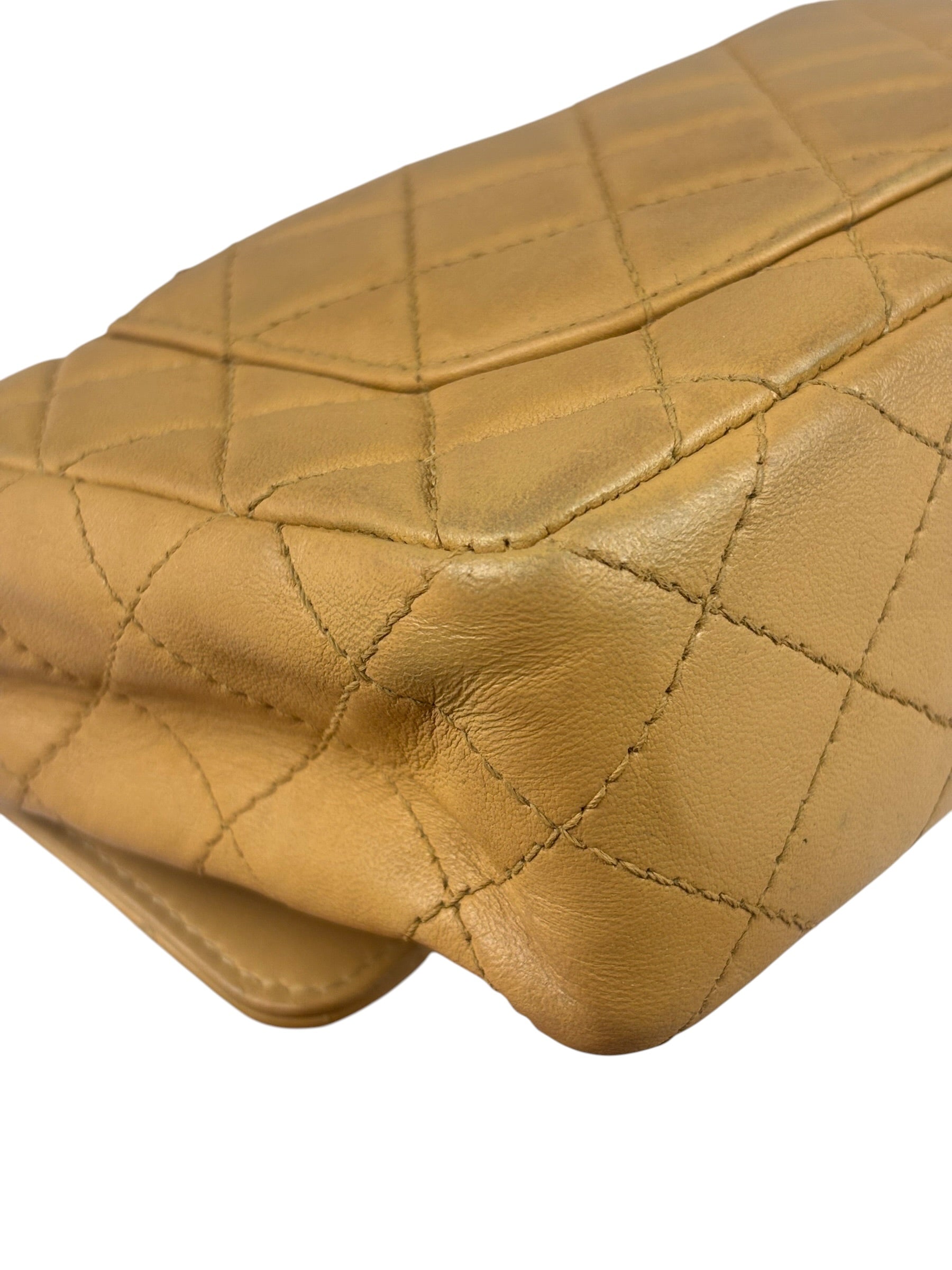 Chanel Beige Quilted Lambskin Tortoiseshell Chain Flap 1996