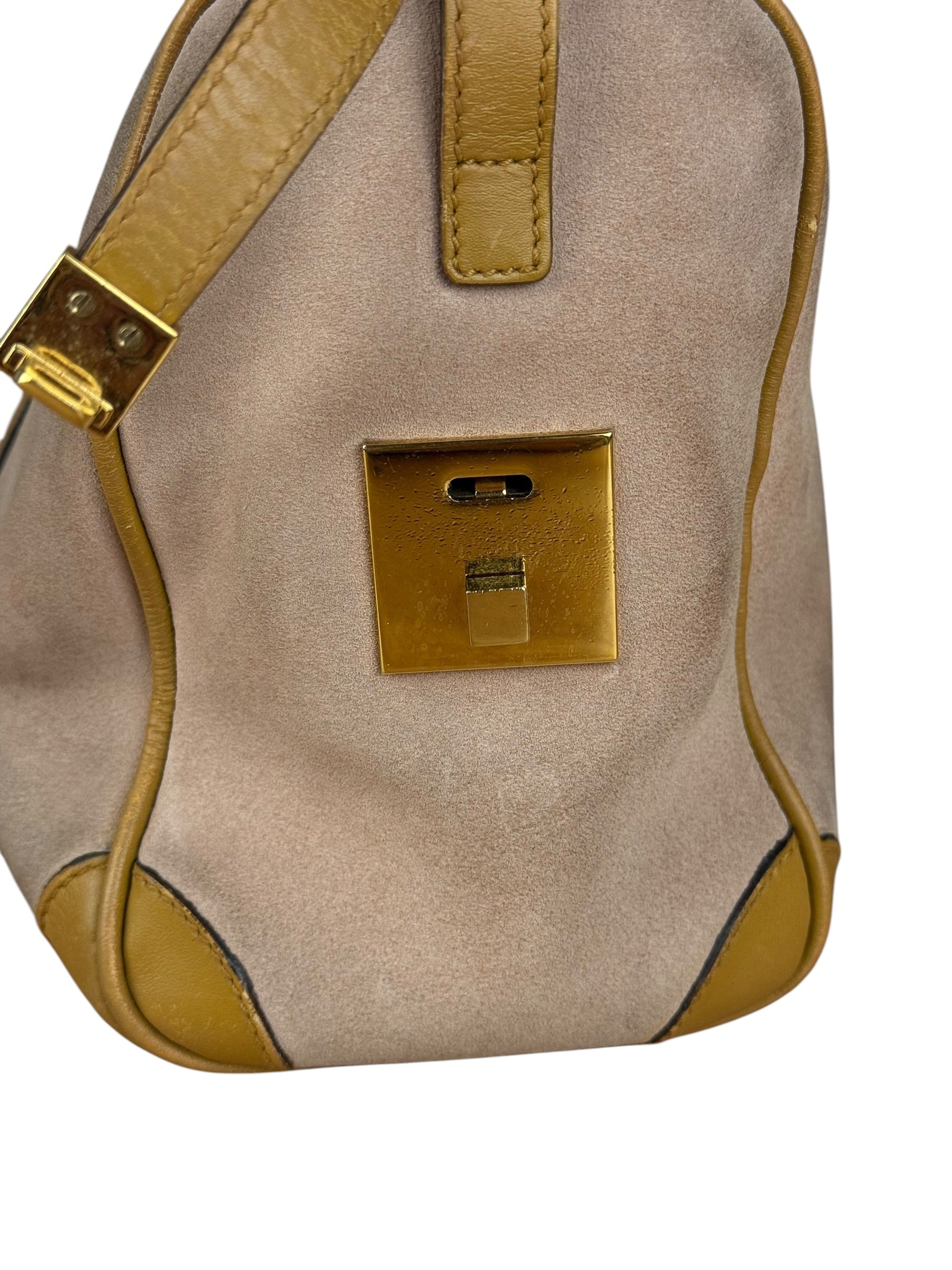 Gucci Vintage Pink Suede Mini Boston Handbag