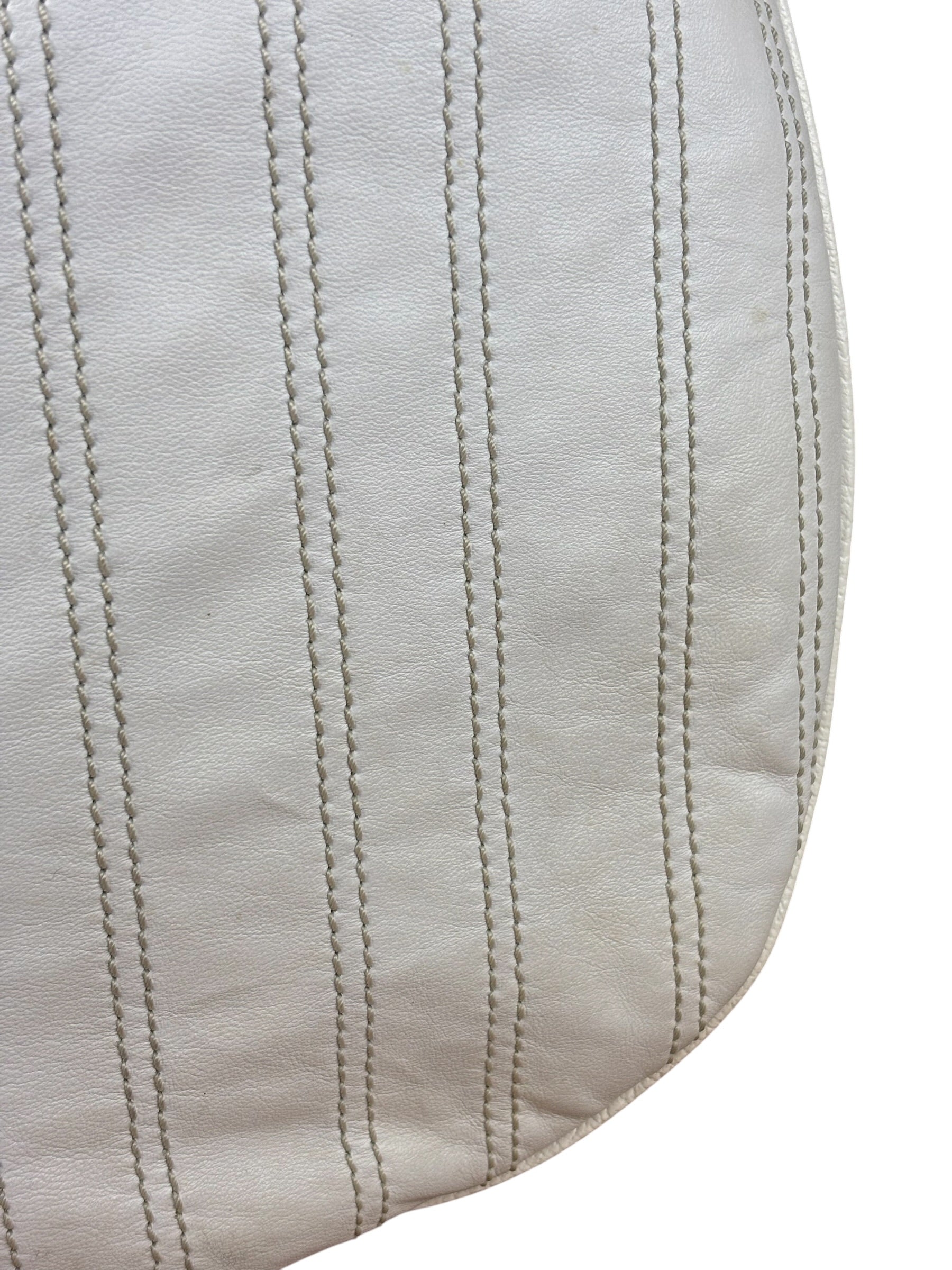 Celine Vintage White Leather Stitch Hobo Shoulder Bag