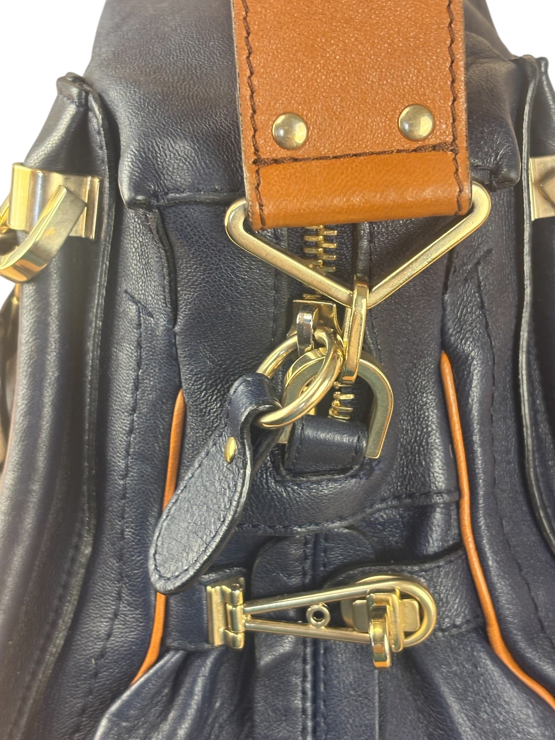 Chloe Night Blue Leather Medium Paraty Military Hand/Shoulder Bag
