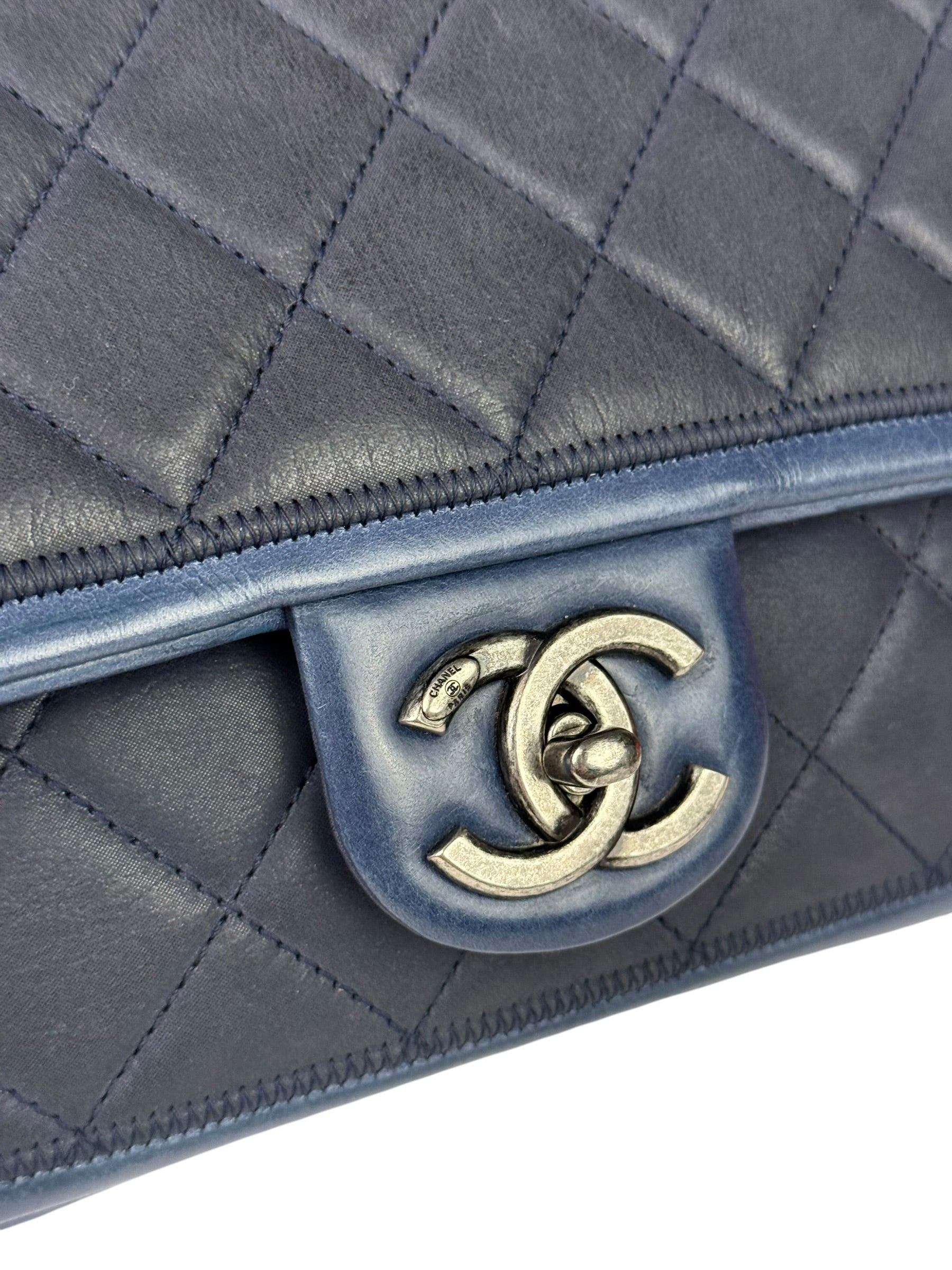 Chanel Paris-Salzburg Blue Bicolor Quilted Flap Bag 2014