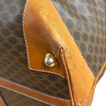 Celine Brown Leather Canvas Macadam Travel Handbag