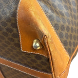 Celine Brown Leather Canvas Macadam Travel Handbag