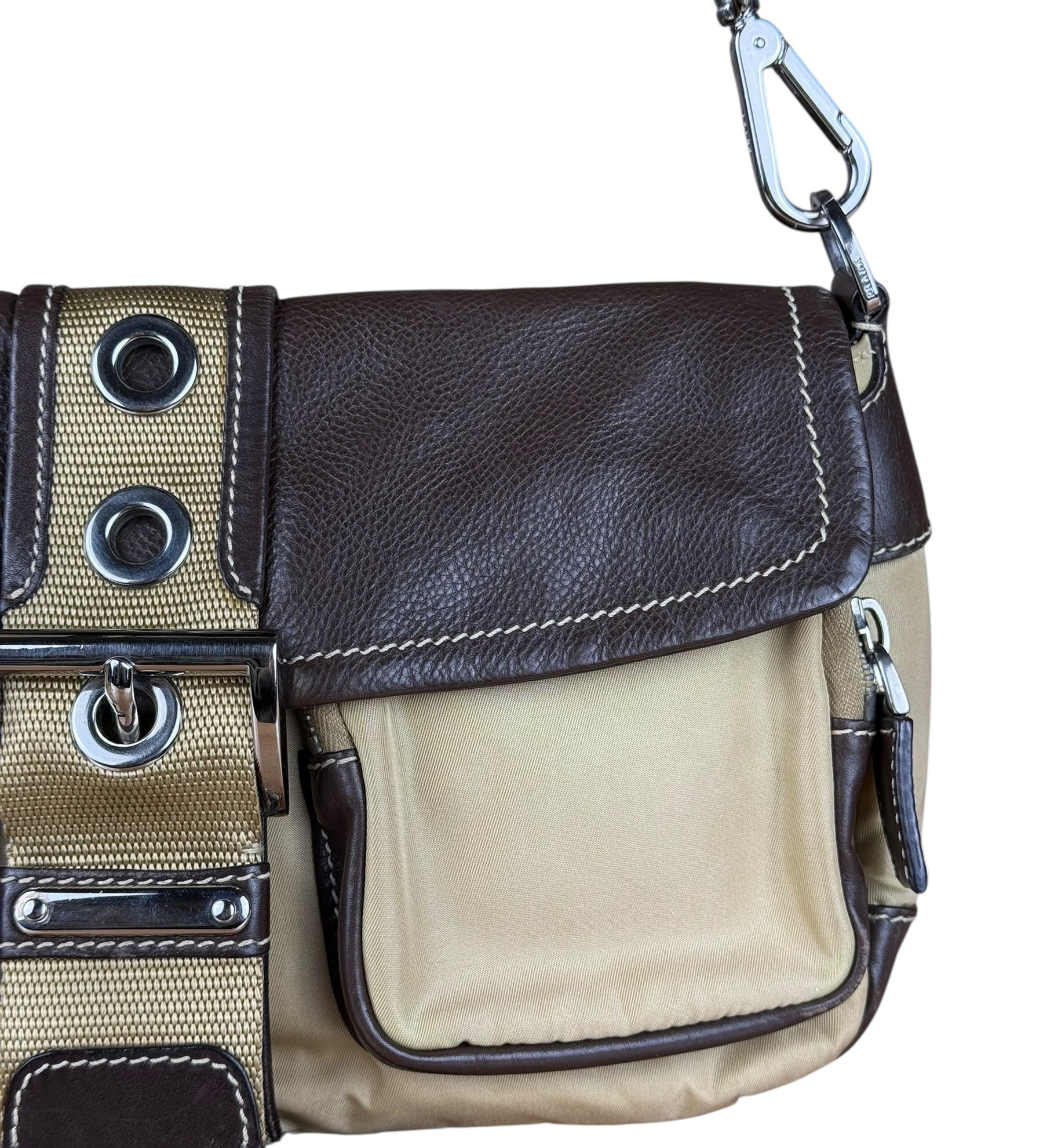 Prada Tessuto Buckle Shoulder Bag