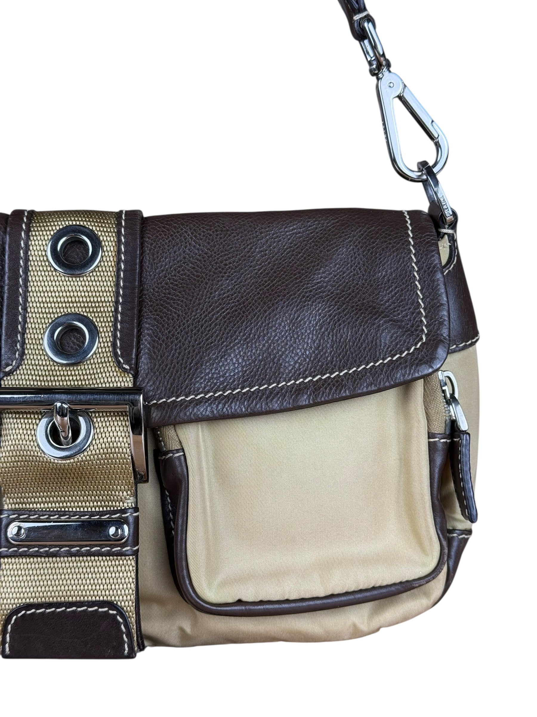 Prada Tessuto Buckle Shoulder Bag