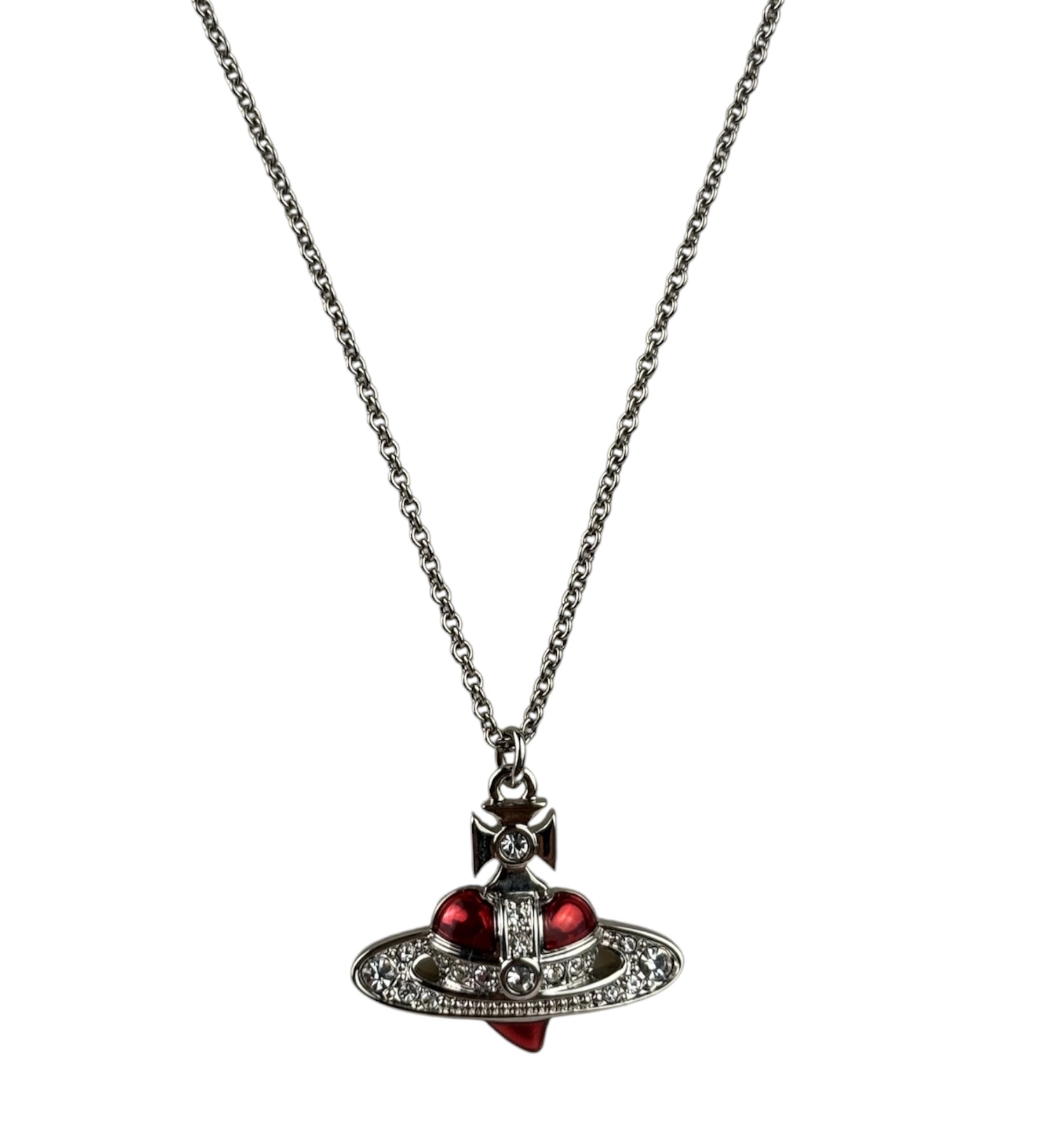 Vivienne Westwood Orb Red Diamante Heart Pendant Necklace