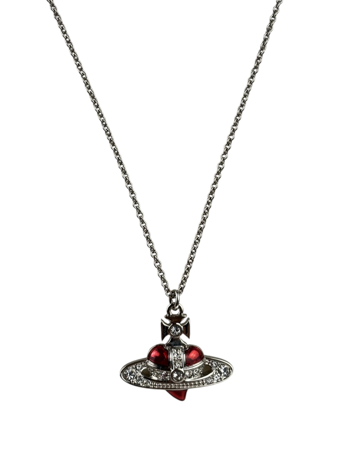 Vivienne Westwood Orb Red Diamante Heart Pendant Necklace