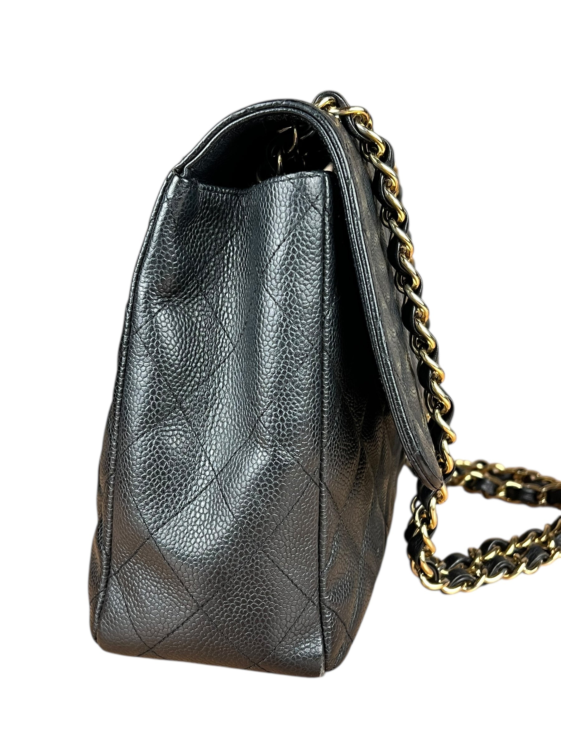 Chanel Black Caviar Leather Single Flap Bag '04