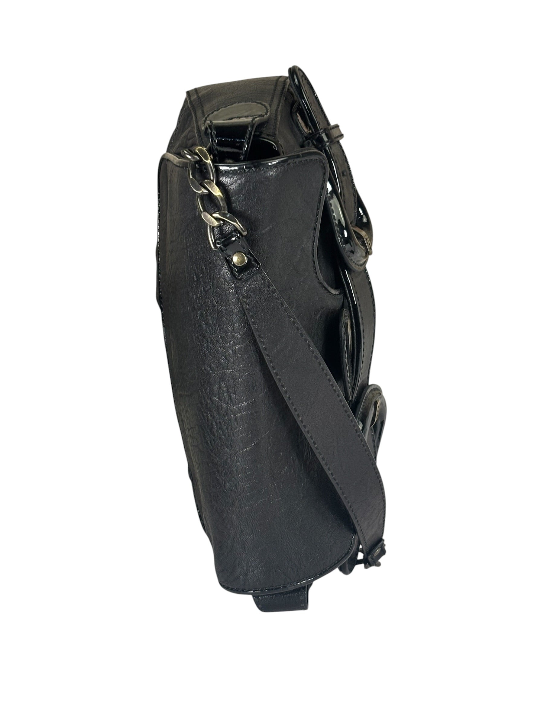 Fendi Black Patent Leather Trim B Bis Shoulder Bag