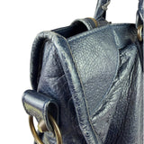 Balenciaga Navy Lambskin Moto Work Two-Way Bag