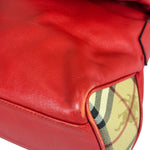Burberry Red Leather Haymarket Check Shoulder Bag