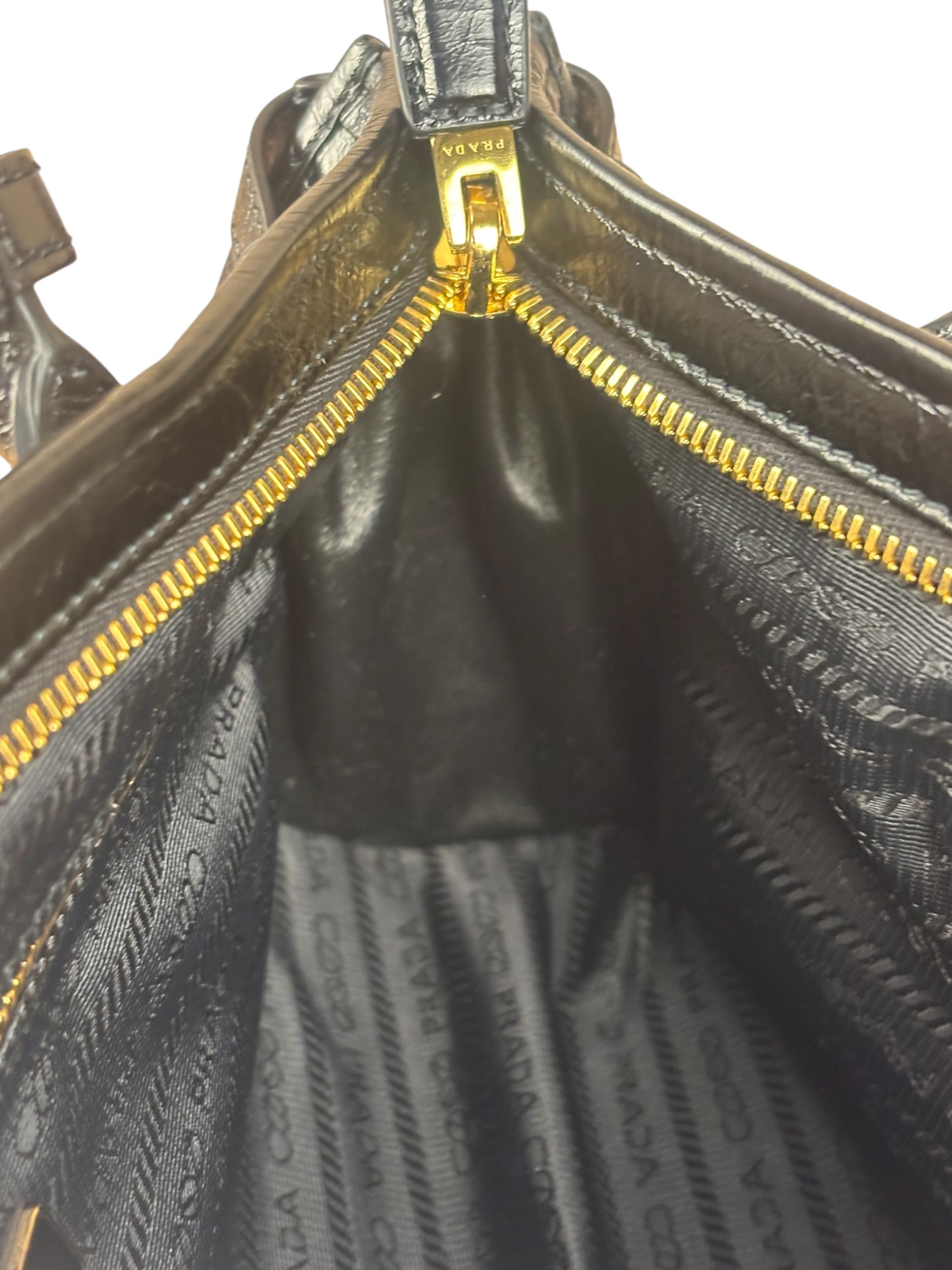Prada Calfskin Bonnie Shoulder Bag Black