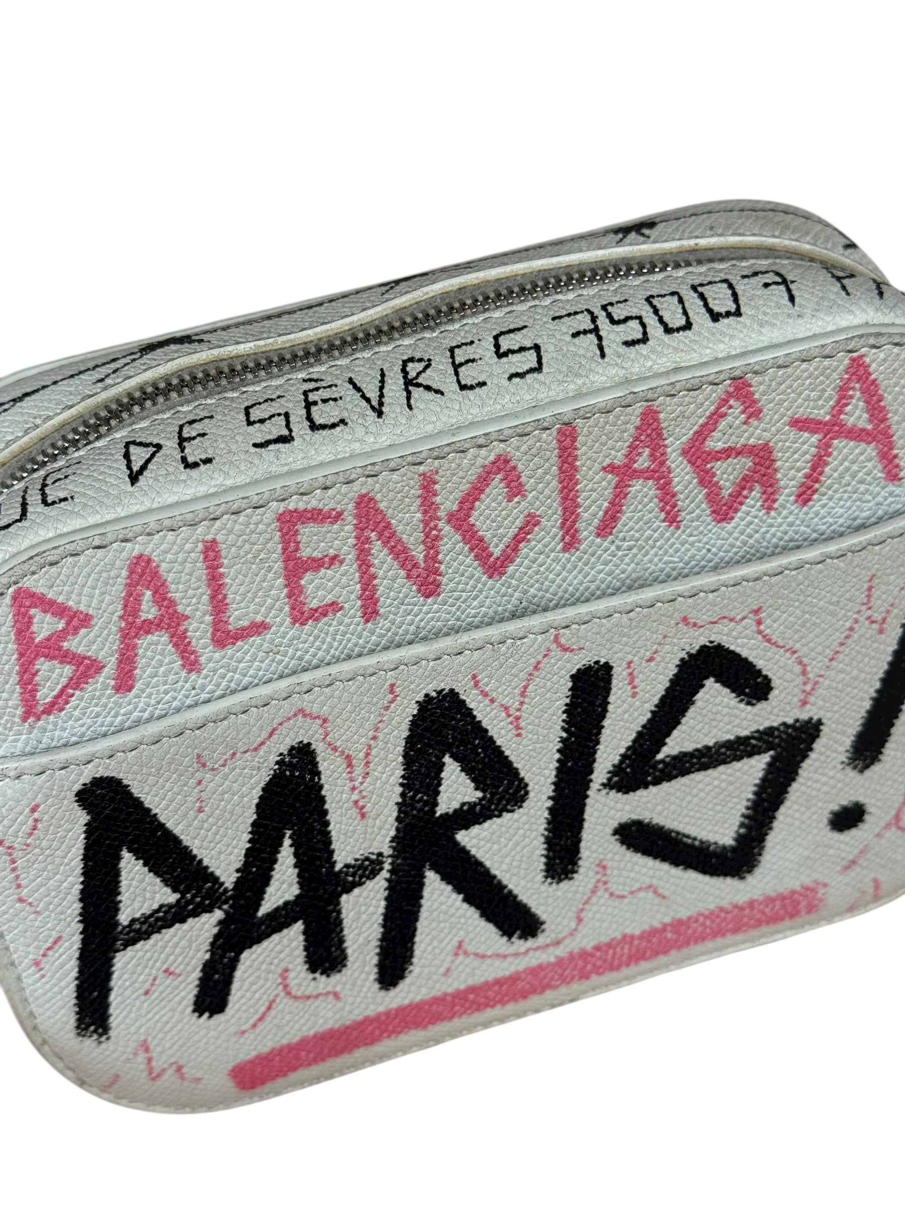 Balenciaga Graffiti Leather Camera Crossbody Bag