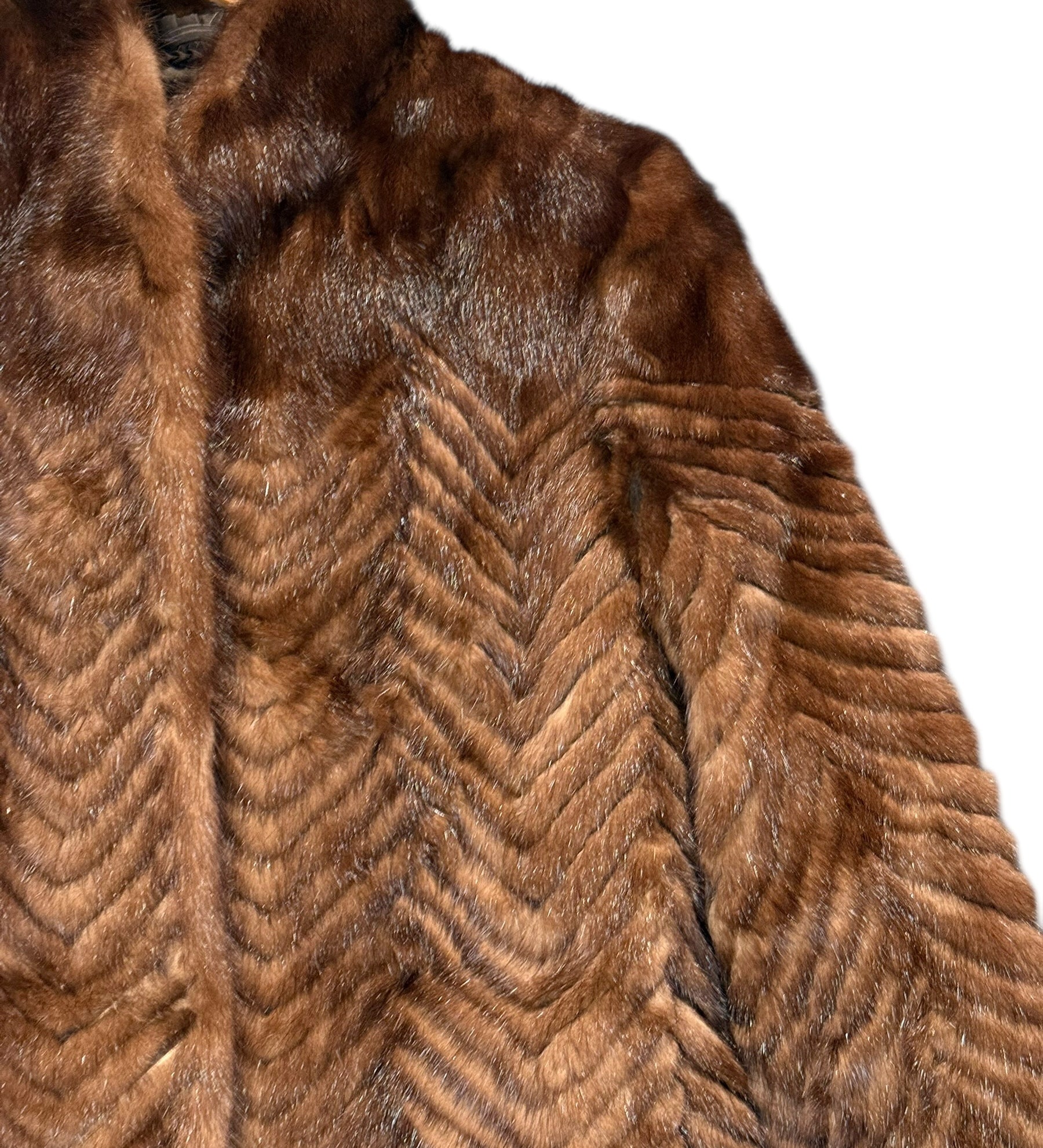 Vintage Brown Chevron Mink Fur Coat