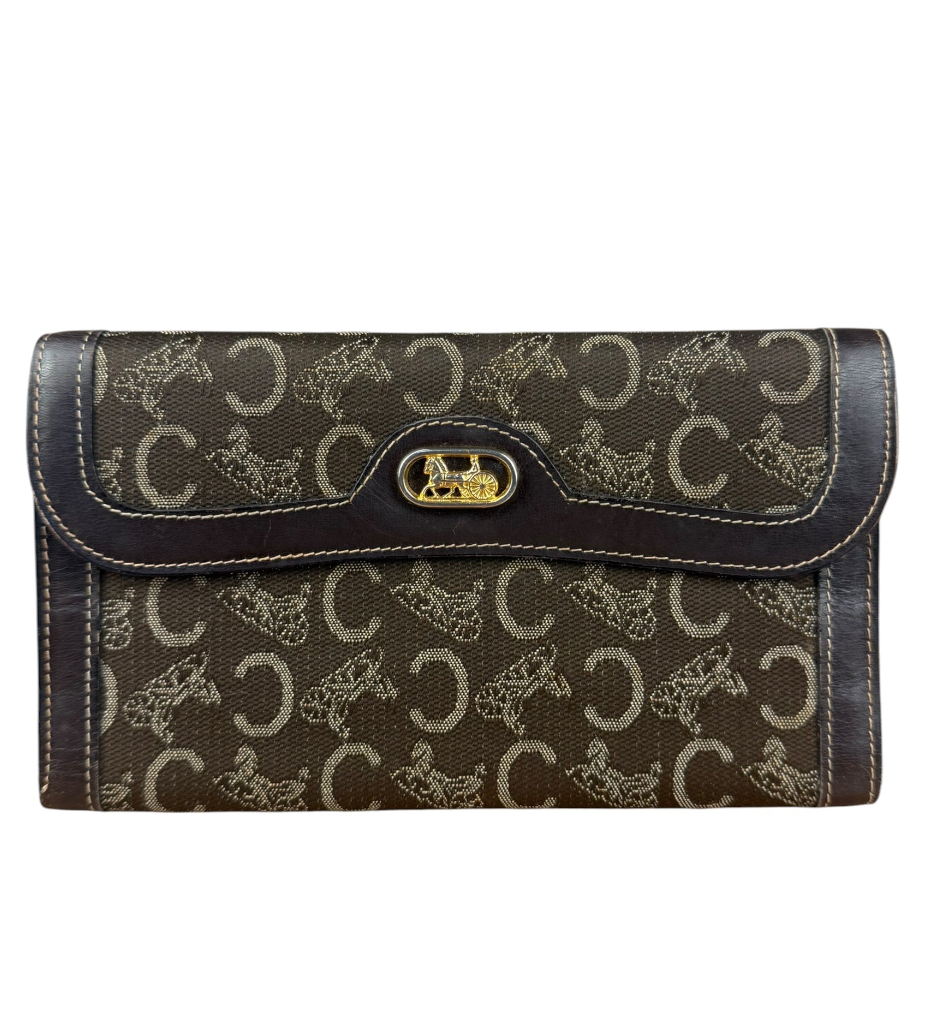 Celine Vintage Canvas Snap Trifold Wallet
