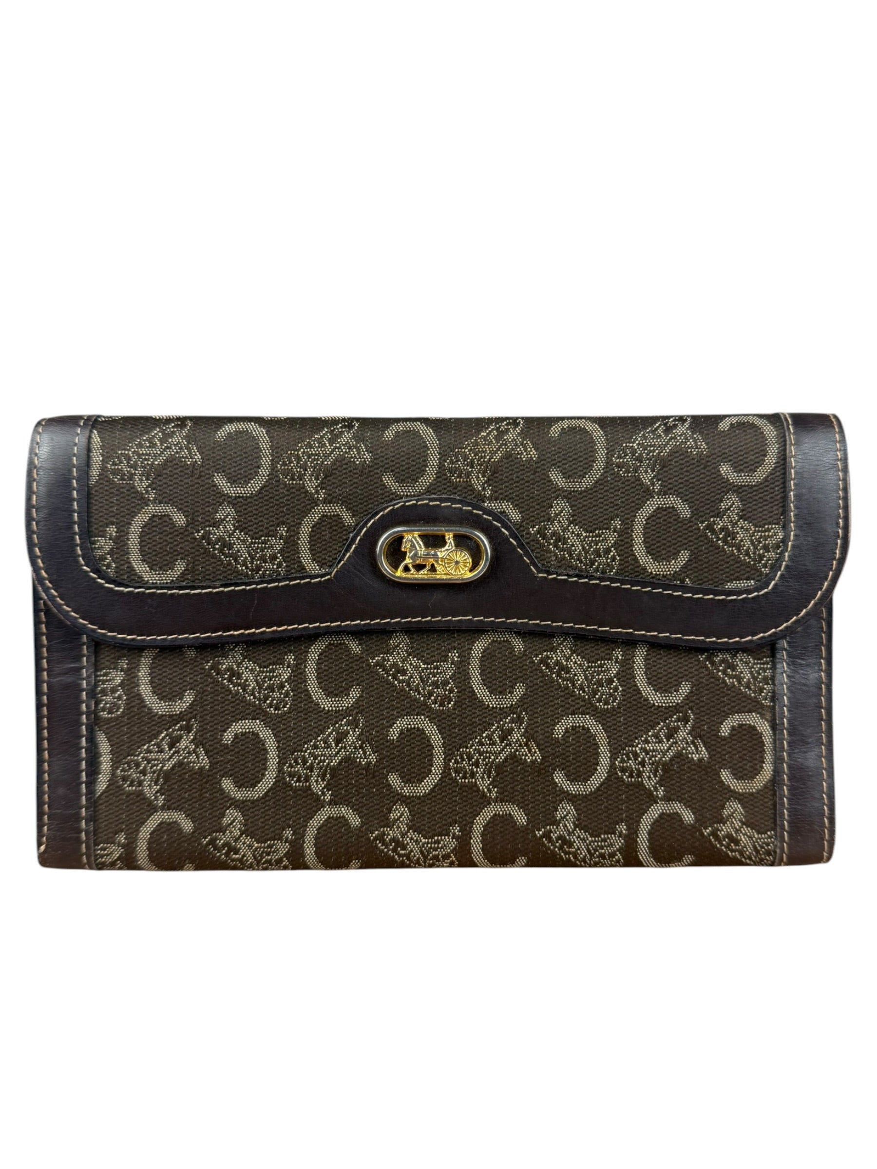 Celine Vintage Canvas Snap Trifold Wallet